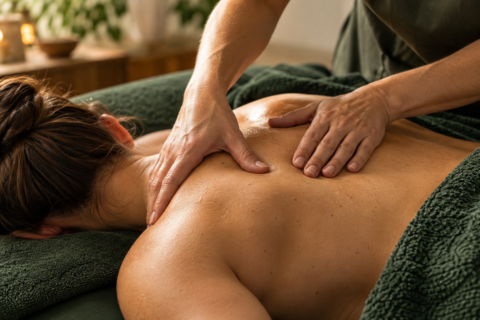 Entspannende Schultermassage mit achtsamen Handgriffen